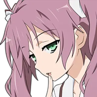 ☝️ アニメ, 女の子, ピンク髪, 緑色の目, 漫画 telegram sticker