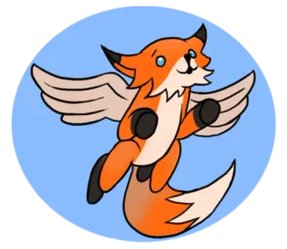 👼 renard, renard ailé, mignon, dessin animé, autocollant whatsapp sticker