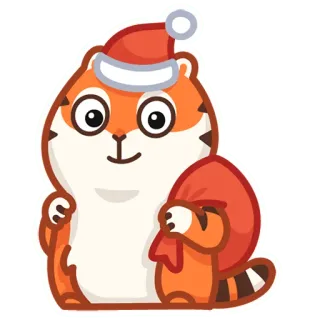 🧑‍🎄 tiger, new year, christmas, cartoon, animal, cute, sticker telegram sticker