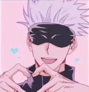 🚃 Satoru Gojo Jujutsu Kaisen anime, gojo, satoru, hearts, cute, blindfold whatsapp sticker