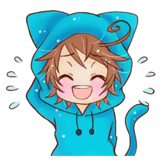 😅 Anime, Gatto, Felpa con cappuccio, Carino, Cartone animato telegram sticker