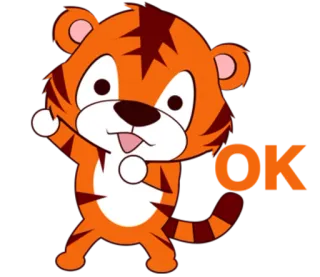 🐯 OK tiger, ok, animal, cartoon, cute, positive telegram sticker