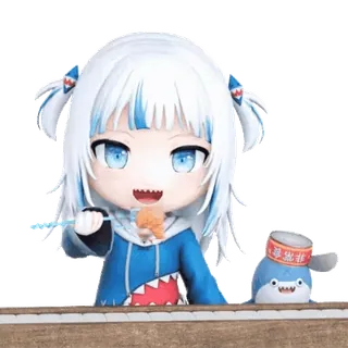 😋 Gawr Gura Anime, VTuber, Hiu, Imut, Chibi, Gawr Gura whatsapp sticker
