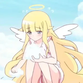 ☁️ ángel, anime, kawaii, lindo, dibujos animados, nubes, halo, alas whatsapp sticker