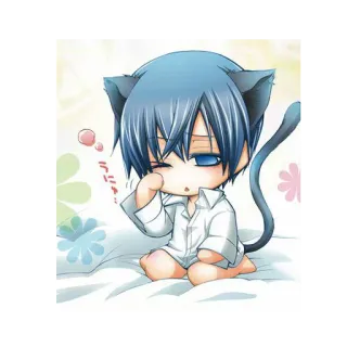 💤 ラニナニ Anime, Katze, Chibi, Manga, Kawaii, Niedlich, Neko, Junge telegram sticker