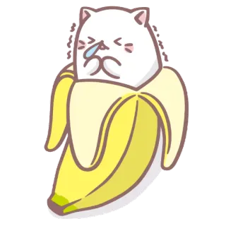 😪 chuối, mèo, khóc, buồn, dễ thương, nhãn dán telegram sticker