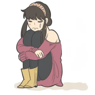 😭 sad, crying, girl, anime style, cartoon, upset, emotional telegram sticker
