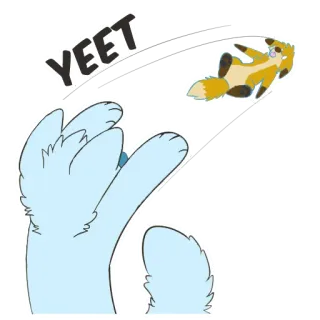 🚀 YEET yeet, throwing, fox, cartoon, meme, funny telegram sticker