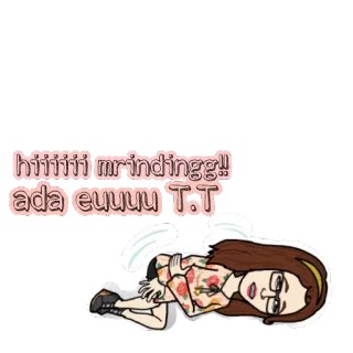 😱 hiiiiii mrindingg!! ada euuuu T.T Emoji, Dessin animé, Femme, allongée, Indonésien, Mrinding, T.T, Expression telegram sticker