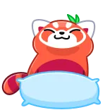 ๐ด Panda rosso, Animale, Carino, Dormire, Cuscino, Rilassarsi, Cartone animato telegram sticker