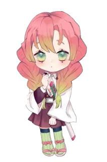 💖 Mitsuri Kanroji Demon Slayer 动漫, 鬼灭之刃, 蜜璃, 甘露寺, Q版 whatsapp sticker