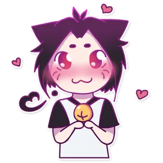 😍 gatto, anime, kawaii, carino, cuore, adesivo telegram sticker