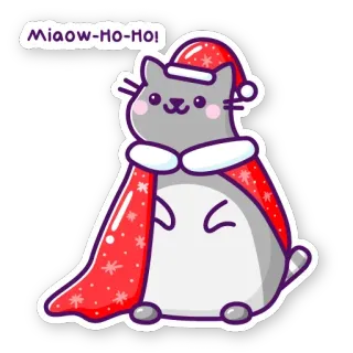 🐱 Miaow-Ho-Ho! gato, natal, papai noel, feriado, fofo, desenho animado, animal telegram sticker