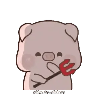 🔥 Mycutes_stickers cerdo, diablo, lindo, dibujos animados, animal telegram sticker