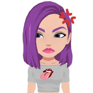 😠 Ảnh đại diện, Hoạt hình, Nghệ thuật kỹ thuật số, Phụ nữ, Chân dung telegram sticker