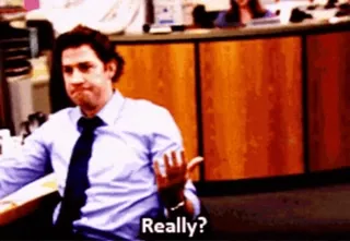 😒 Jim Halpert The Office Really? tv show, comedy, the office, jim halpert, meme, sarcastic, question telegram sticker