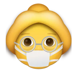 👵 Emoji, Wajah, Wanita, Masker, Coronavirus, Kacamata, Wanita tua whatsapp sticker
