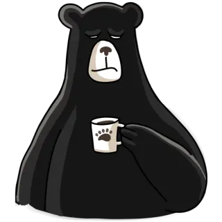 ☕ медведь, кофе, животное, мультфильм, иллюстрация, кружка, милый telegram sticker