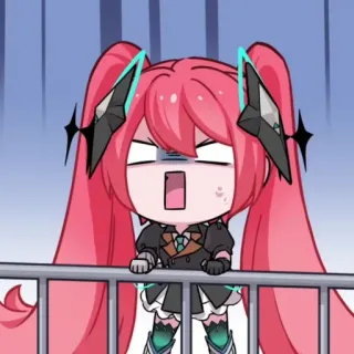 💖 アニメ, ちび, ショック, 表情, かわいい, ピンク髪 whatsapp sticker