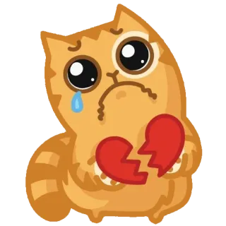 💔 Katze, traurig, Herz, gebrochen, weinend, Cartoon telegram sticker