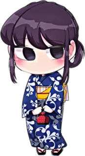 😳 Komi Shouko Komi Can't Communicate Anime, Manga, Komi kan niet communiceren, Komi Shouko, Schattig, Chibi, Yukata whatsapp sticker