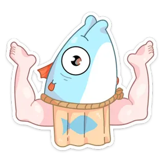 🤷‍♂️ ปลา, การ์ตูน, ตลก, กล้าม, แข็งแรง, นักเพาะกาย telegram sticker