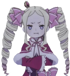 😤 Beatrice Re:Zero Аниме, Персонаж, Милый, Девушка, Дуться, Хвостики telegram sticker