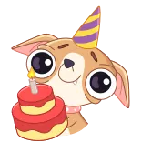 🥳 Hund, Chihuahua, Party, Feier, Geburtstag, Kuchen, Hut, Tier, süß whatsapp sticker