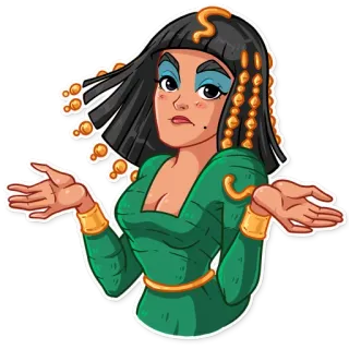 😕 Cleopatra Cleopatra, Mesir, ratu, kuno, kartun, stiker, angkat bahu telegram sticker