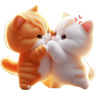😤 kucing, anak kucing, berkelahi, imut, kartun, riang, hewan telegram sticker