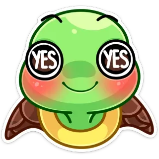 👍 YES YES turtle, cute, cartoon, animal, yes whatsapp sticker