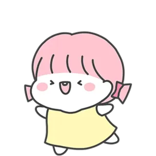 🤗 Cartoon, Niedlich, Mädchen, Pinke Haare, Kawaii, Sticker, Illustration telegram sticker