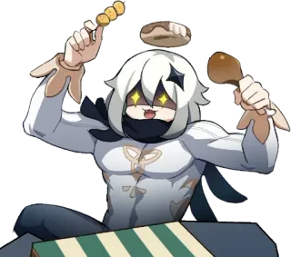 😏 Paimon Genshin Impact paimon, genshin impact, anime, food, buff, fanart, video game telegram sticker