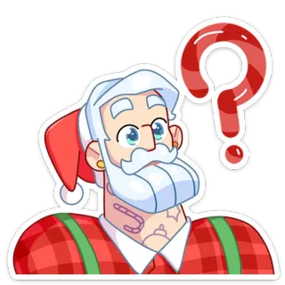 ❓ Santa Claus père noël, noël, point d'interrogation, fête, dessin animé, personnage telegram sticker