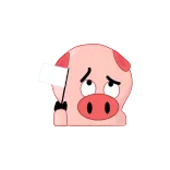 🤞 porco, rendição, bandeira branca, desenho animado, triste, animal telegram sticker