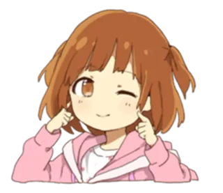 😉 Anime, Mädchen, süß, Zwinkern, Cartoon telegram sticker
