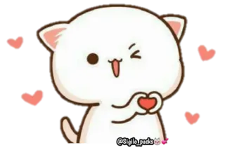 ❤️ gato, lindo, corazón, amor, melocotón, guiño telegram sticker