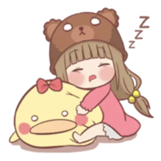 😴 ZZZ сонный, милый, каваий, девушка, мультфильм, спящий, подушка telegram sticker