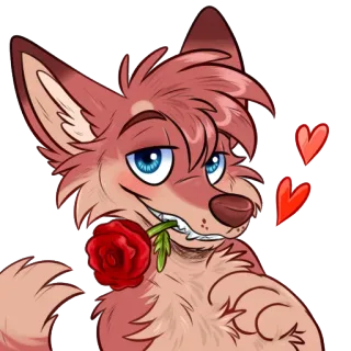 💘 Furry, Anthro, Rose, Cœur, Amour, Animal telegram sticker