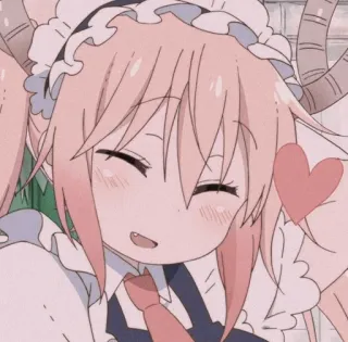 🐉 anime, dragon, cute, kawaii, maid, pink, heart telegram sticker