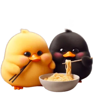 🍛 ee pollos, kawaii, fideos, comida, lindo, pájaros, animales telegram sticker