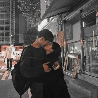 💋 couple, baiser, romance, amour, ville, rue telegram sticker