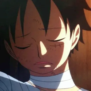 👒 Monkey D. Luffy One Piece anime, postać, ranny, bandaże telegram sticker