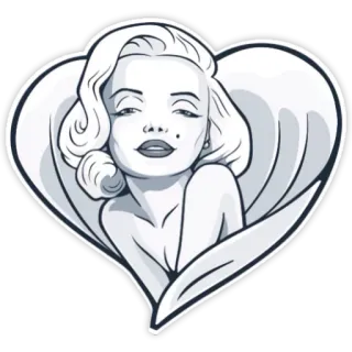 👸 Marilyn Monroe 마릴린 먼로, 배우, 클래식, 하트, 유명인, 아이콘, 빈티지 telegram sticker