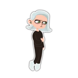 😥 만화, 여자, 캐릭터, 화난, 일러스트, 흰 머리 telegram sticker