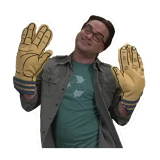 ✋ Leonard Hofstadter The Big Bang Theory leonard, big bang theory, scientist, gloves telegram sticker
