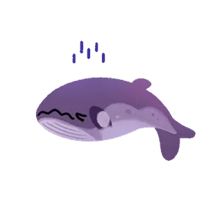 🐬 cá voi, động vật biển, buồn, hoạt hình, dễ thương telegram sticker