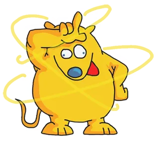 😜 cartoon, dog, character, yellow, silly telegram sticker