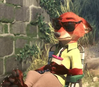 😎 Nick Wilde Zootopia raposa, óculos de sol, animado, zootopia, desenho animado telegram sticker