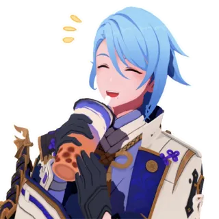 🥤 Kamisato Ayato Genshin Impact Anime, Bebida, Kawaii, Fofo, Boba, Video game, Genshin Impact telegram sticker